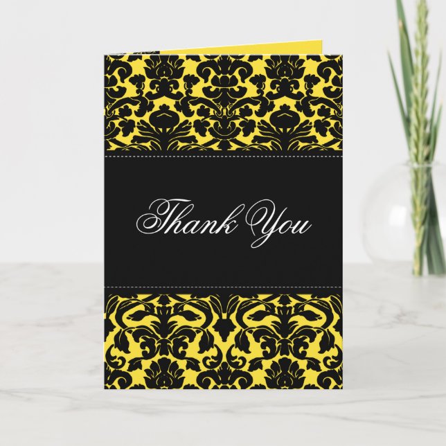 Yellow and Black Damask Danke an die Karte (Vorderseite)