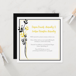 Yellow and Black Floral Reception Only | Einladung