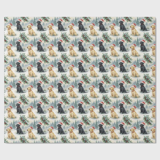 Yellow and Black Labrador Christmas Wrapping Paper Geschenkpapier (Flach)
