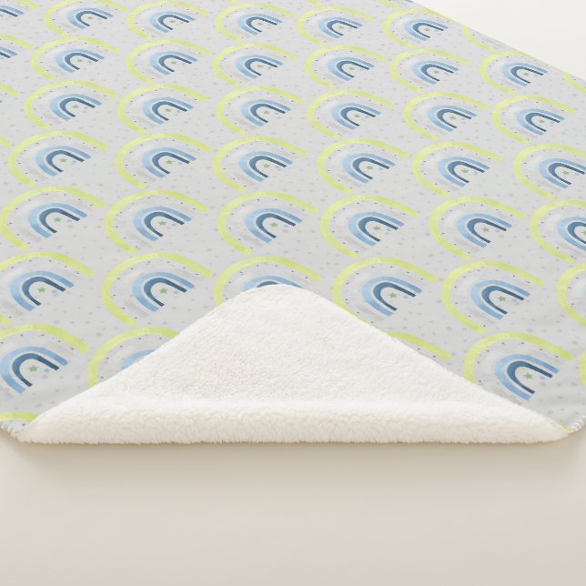 Yellow and Blue Stars and Rainbows Baby Boy Sherpadecke (3/4)