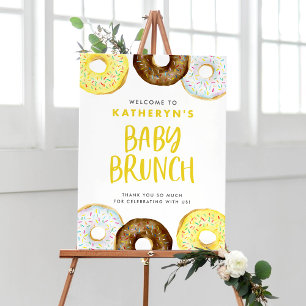 Yellow and Chocolate Donuts Baby Brunch Willkommen Poster