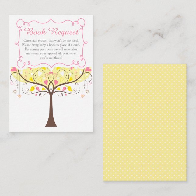 Yellow and Coral Floral Baby Shower Book Request Begleitkarte (Vorne/Hinten)