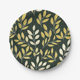 Yellow and Cream Leafy Branches Pattern  Pappteller