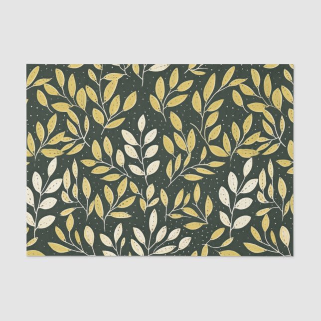Yellow and Cream Leafy Branches Pattern  Seidenpapier (Vorderseite)