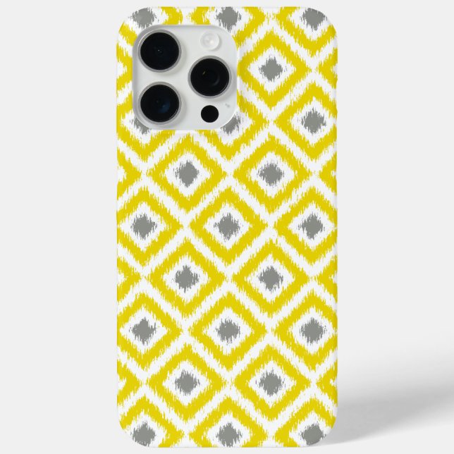 Yellow and Gray Diamond Ikat Muster Case-Mate iPhone Hülle (Rückseite)