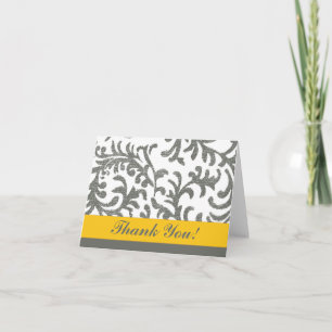 Yellow and Gray Floral Vielen Dank Dankeskarte