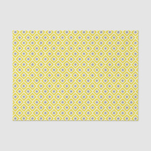 Yellow and Gray Ikat Diamonds Pattern Seidenpapier