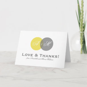 Yellow and Gray Monogram Wedding Dankeschön Card Dankeskarte