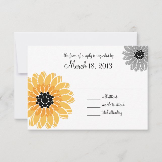Yellow and Gray Wedding RSVP Karte (Vorderseite)