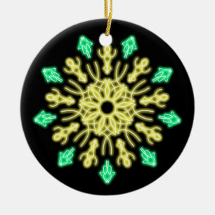 Yellow and green neon flower keramikornament