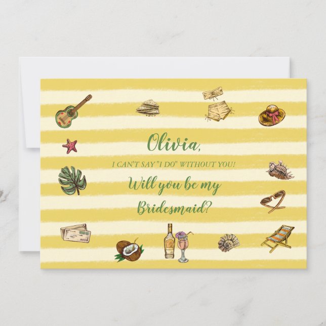 Yellow and Green Summer Bridesmaid Proposal Card Einladung (Vorderseite)