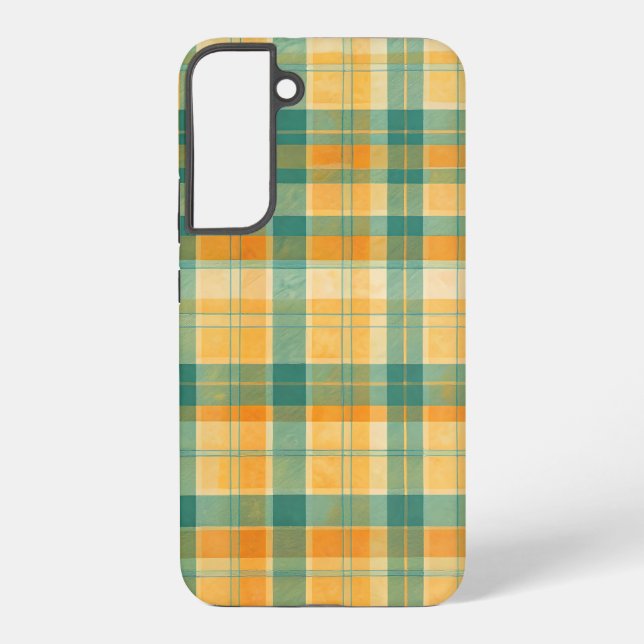 Yellow and Green Tartan Plaid Pattern Samsung Galaxy Hülle (Rückseite)