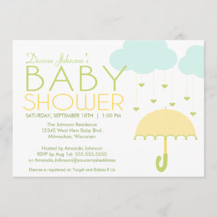 Yellow and Green Umbrella Baby Shower Einladung