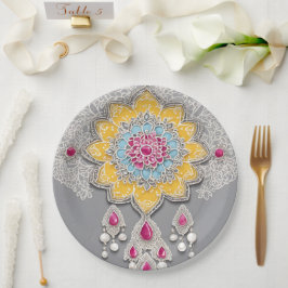 Yellow and grey floral patterns AI art  Pappteller