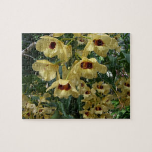 Yellow and Maroon Orchids Elegante Puzzle