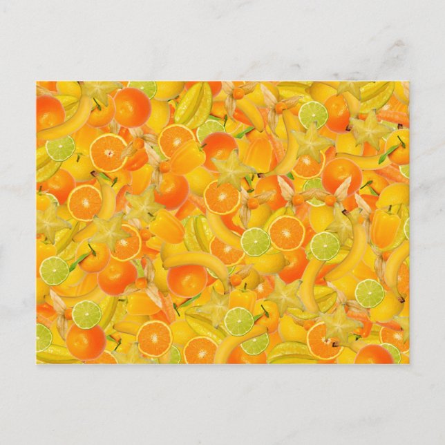 Yellow and orange fruit and vegetables postkarte (Vorderseite)