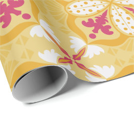 Yellow and pink floral-patterned geschenkpapier