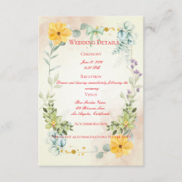 Yellow and Pink Floral Wedding Enclosure Card Begleitkarte