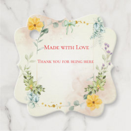 Yellow and Pink Floral Wedding Favor Tag Geschenkanhänger