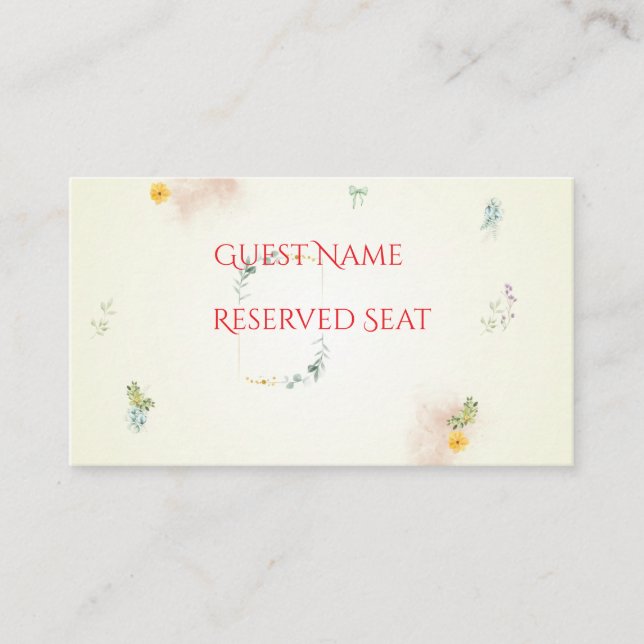 Yellow and Pink Floral Wedding Place Card Platzkarte (Vorderseite)