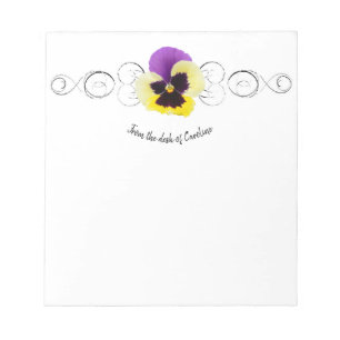 Yellow and Purple Pansy Personalized Notepad Notizblock