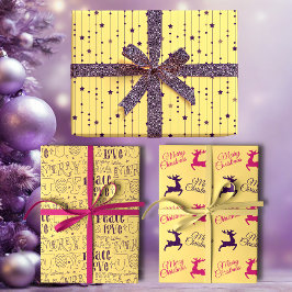 Yellow and Purple Pop Art Holiday Geschenkpapier Set