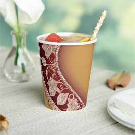 Yellow and red floral patterns AI art  Pappbecher