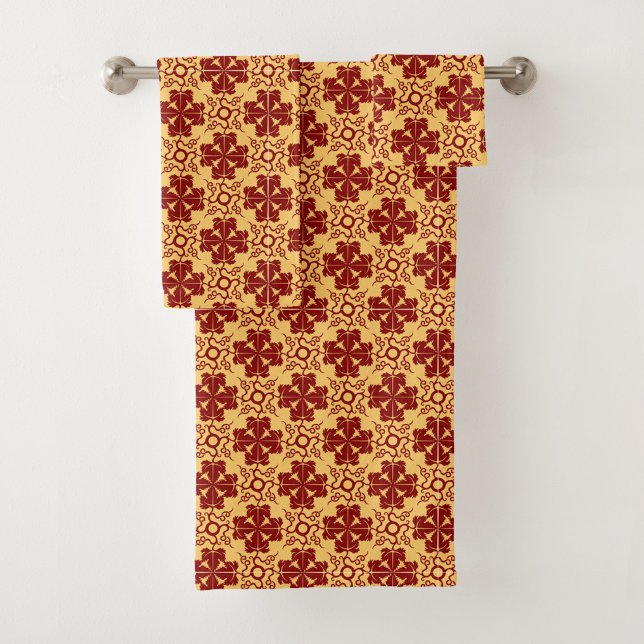 yellow and red geometric floral pattern  badhandtuch set (Von Creator hochgeladen)