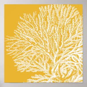 Yellow and White Coral Poster