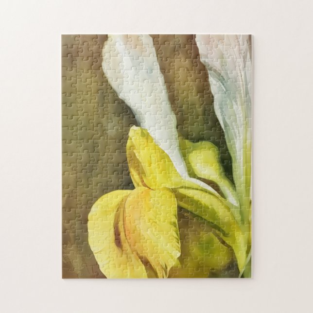 Yellow and White Dutch Iris Art Puzzle (Vertikal)