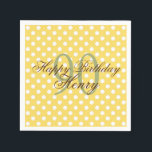 Yellow and White Fun Polka Dot 90th Birthday Paper Serviette<br><div class="desc">Machen Sie Ihre Feiern mit diesen individuellen Papierservietten besonders.</div>