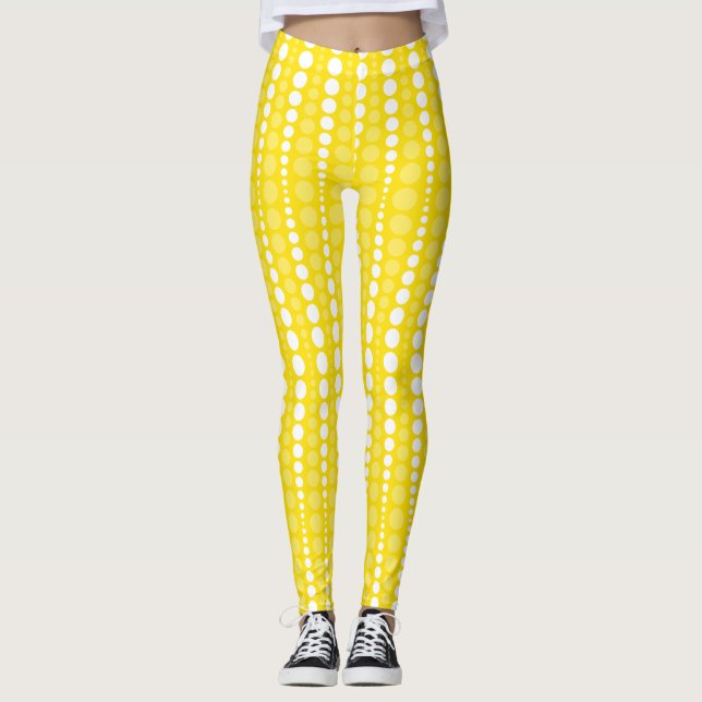Yellow and White Polka Dots Leggings (Vorderseite)