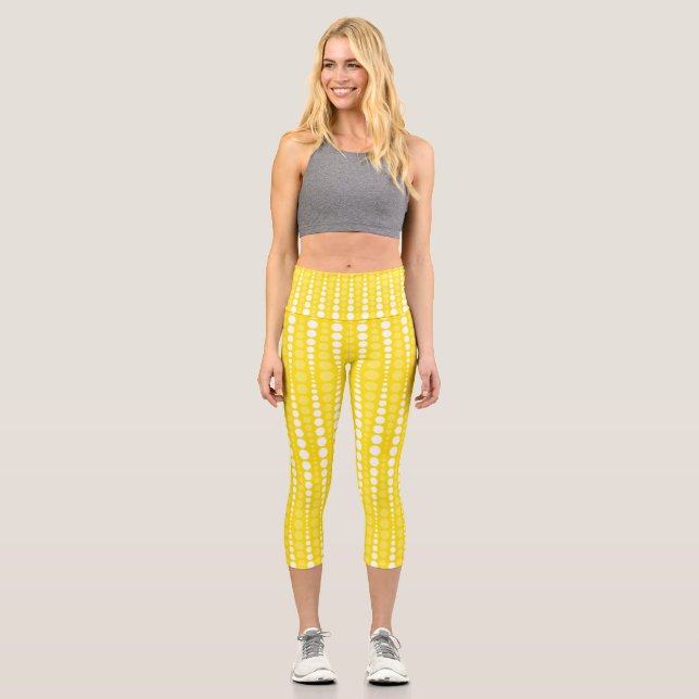 Yellow and Yellow Polka dot High Waisted Capris (Vorderseite)
