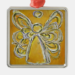 Yellow Angel Art Malerei Silbernes Ornament