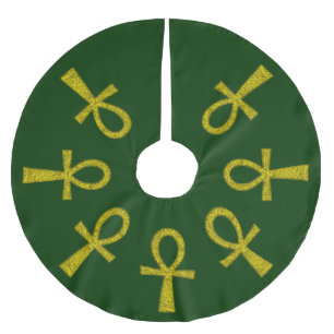 Yellow Ankh Polyester Weihnachtsbaumdecke