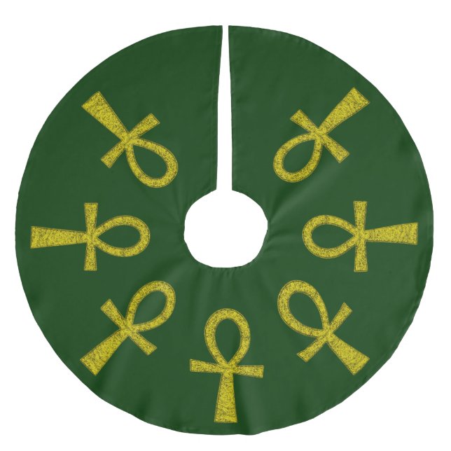 Yellow Ankh Polyester Weihnachtsbaumdecke (Vorderseite)