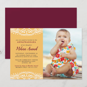 Yellow Annaprashana Erste Reisfeier Einladung