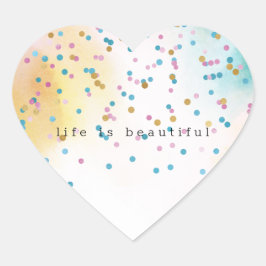 Yellow Aqua Gefärbte Krawatte Pink Gold Confetti Herz-Aufkleber