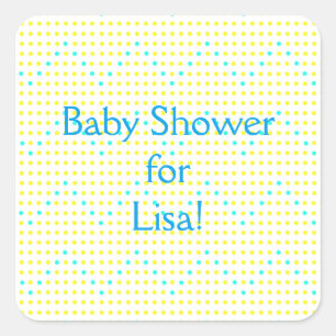 Yellow Aqua Zickzack Dots Baby Shower Stickers