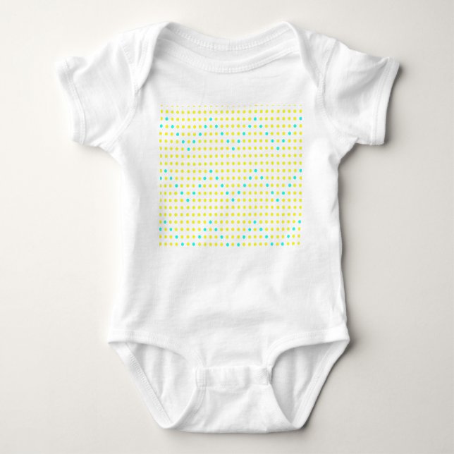Yellow Aqua Zickzack Dots ZigZag Baby Bodysuits (Vorderseite)