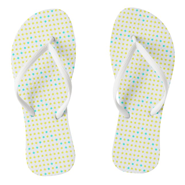 Yellow Aqua Zickzack Dots ZigZag FlipFlops (Fußbett)