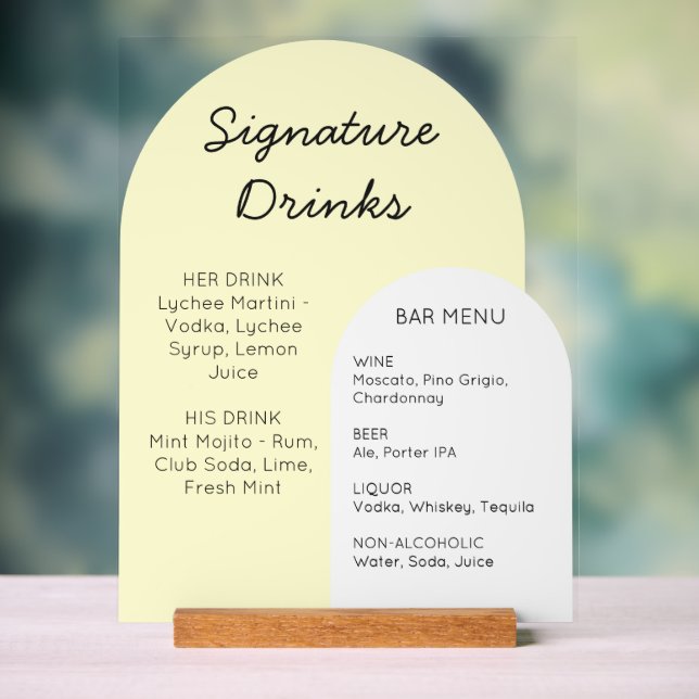 Yellow Arch Wedding Bar Sign Custom Display Acrylschild (Neutral)