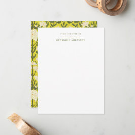 Yellow Art Nouveau Floral Personal Stationery Mitteilungskarte