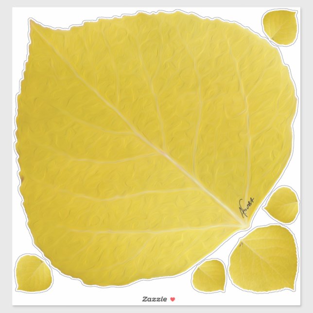 Yellow Aspen Leaf #5 Aufkleber (Blatt)