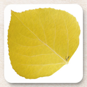 Yellow Aspen Leaf #5 Getränkeuntersetzer