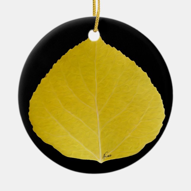 Yellow Aspen Leaf #5 Keramikornament (Vorne)