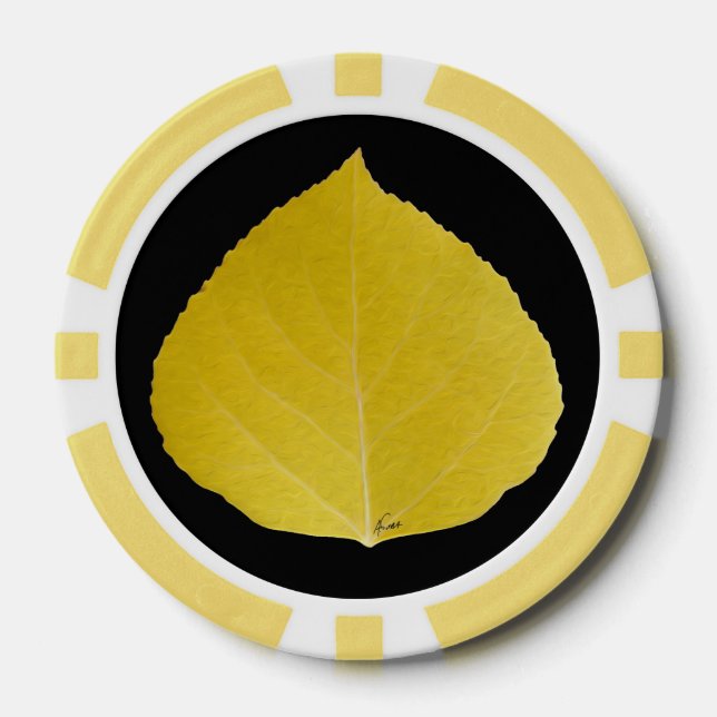 Yellow Aspen Leaf #5 Pokerchips (Vorderseite)