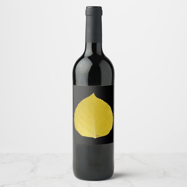 Yellow Aspen Leaf #5 Weinetikett (Vorderseite)