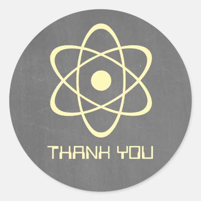 Yellow Atomic Chalkboard Danke Stickers (Vorderseite)