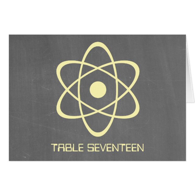 Yellow Atomic Chalkboard Tischnummer Card (Vorderseite (Horizontal))